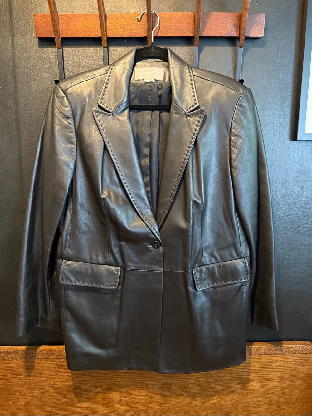 Liz Claiborne Black Leather Blazer